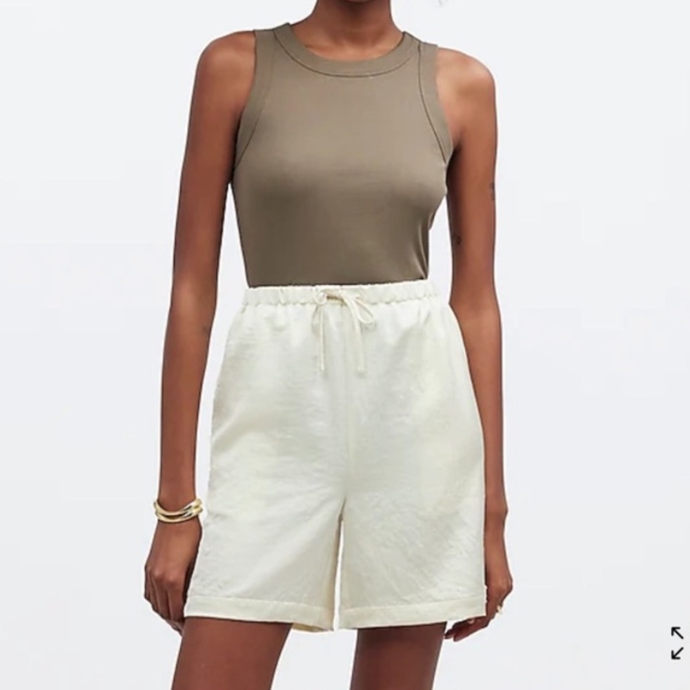 NWOT Madewell Yellow/Cream High Waist Satin Shorts
